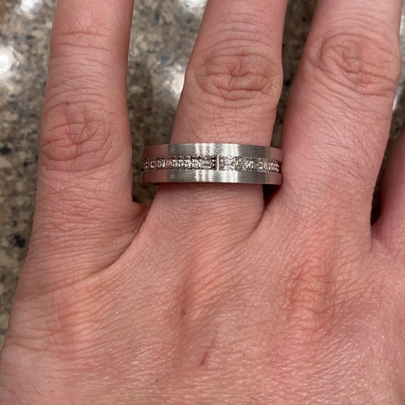 NEW MENS 14K WHITE GOLD DIAMOND MORSE CODE A.JAFFE SIZE 12 WEDDING BAND - Picture 5 of 5